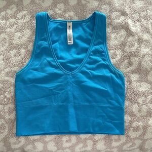 Athleta Teal/Blue Aurora Seamless Crop Rib Tank
